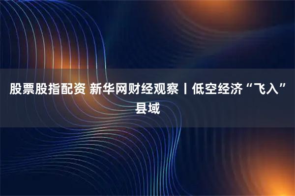 股票股指配资 新华网财经观察丨低空经济“飞入”县域